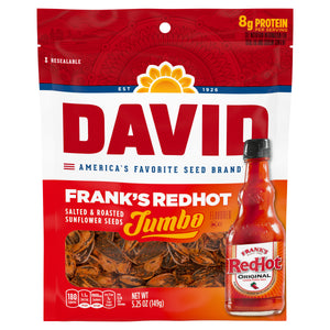 David's Jumbo Sunflower Seeds Franks Red Hot 5.25oz