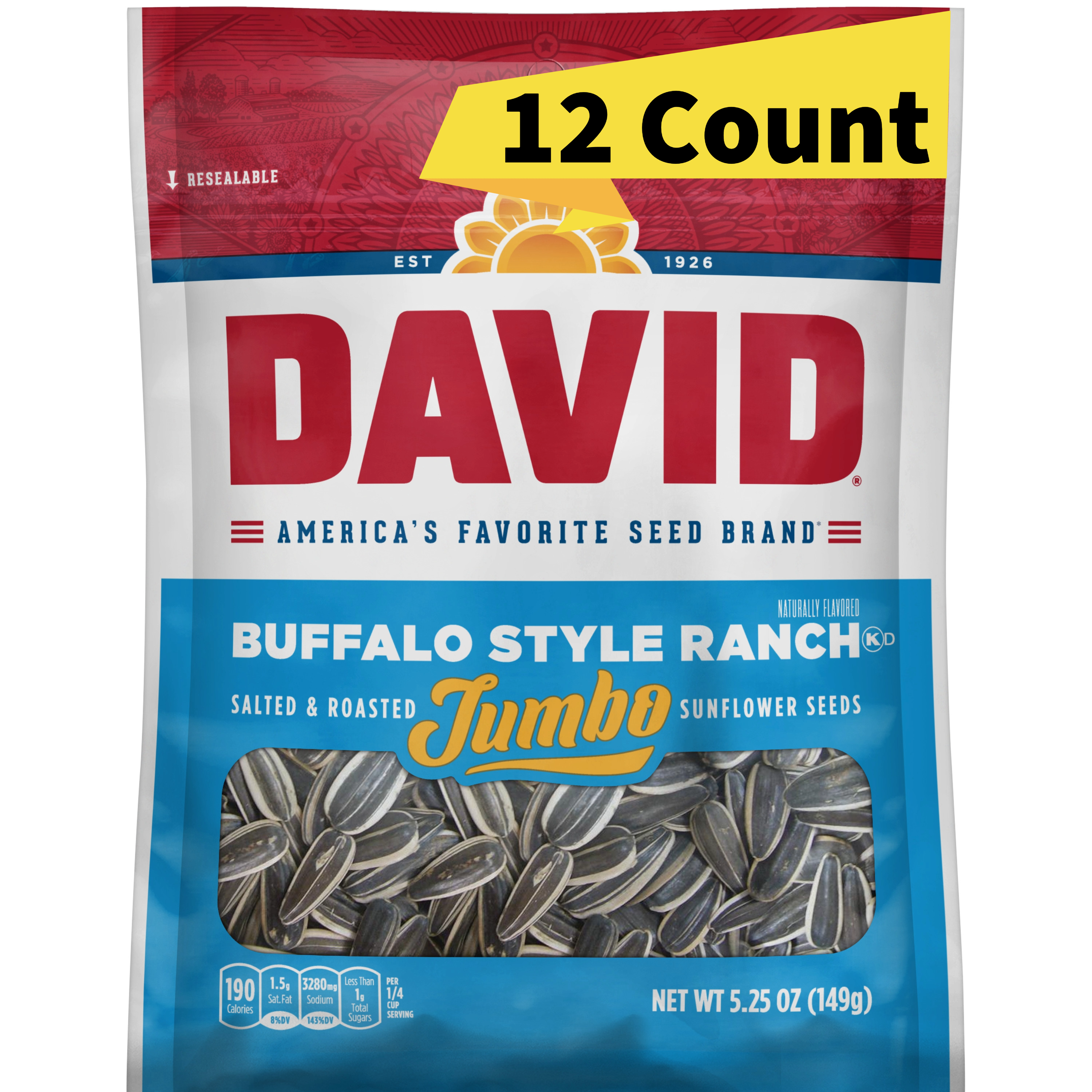 Davids Jumbo Sunflower Seeds Buffalo Ranch 5.25oz