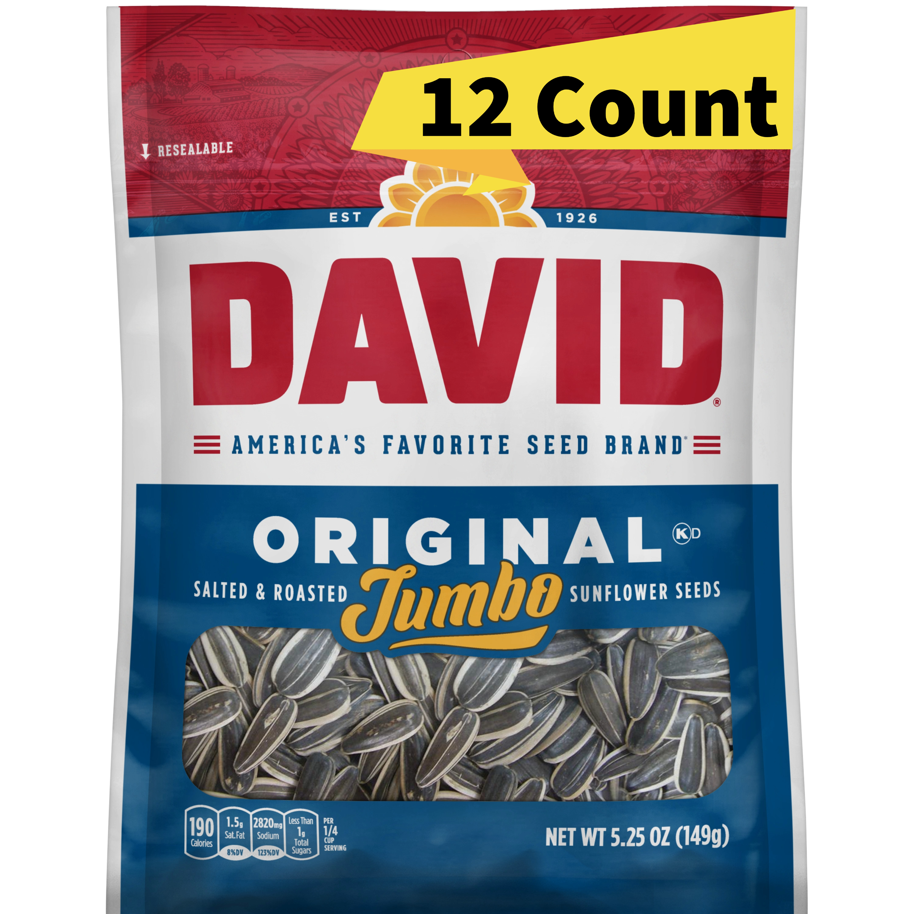 David's Jumbo Sunflower Seeds Original 5.25 Oz