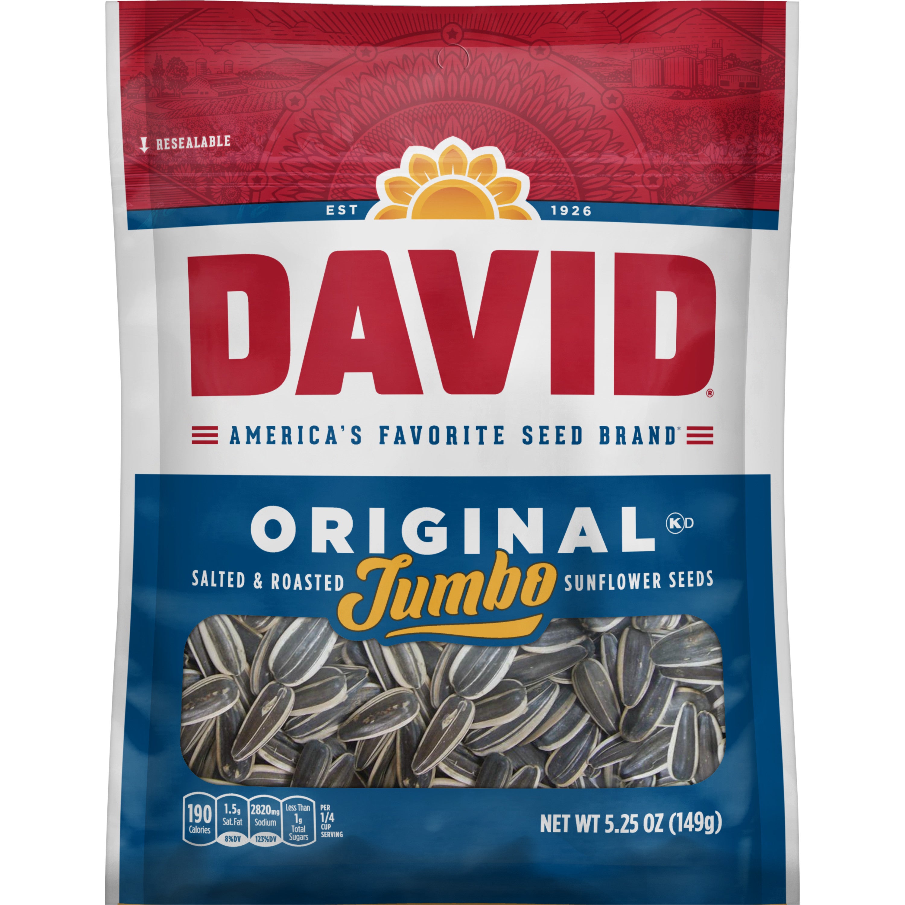 David's Jumbo Sunflower Seeds Original 5.25 Oz